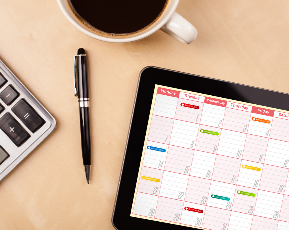 Tablet calendar agenda